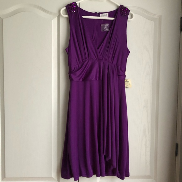 Purple Formal Knee Length Dress - Picture 1 of 10